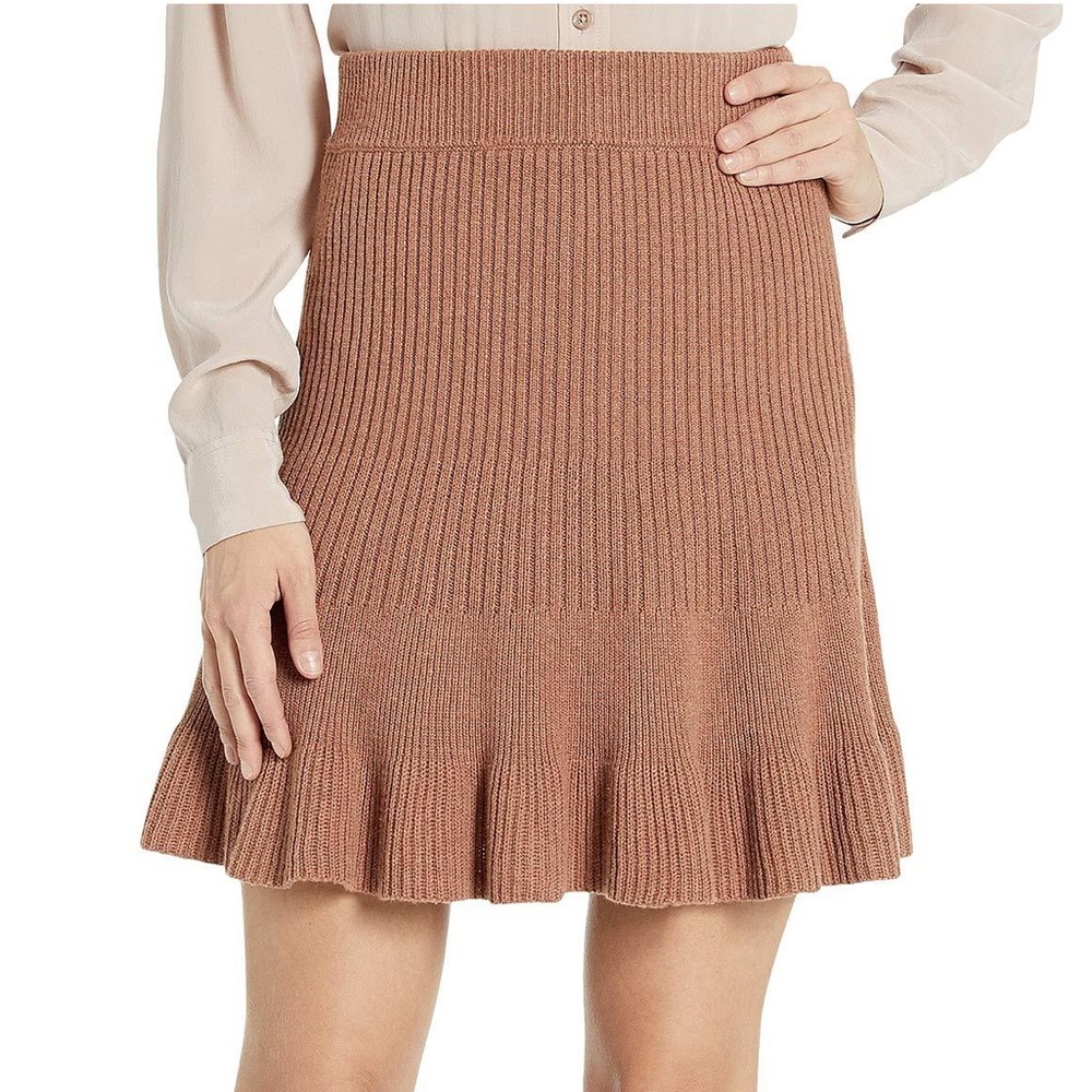 Free People Solid Gold Cotton Peplum Hem Skirt